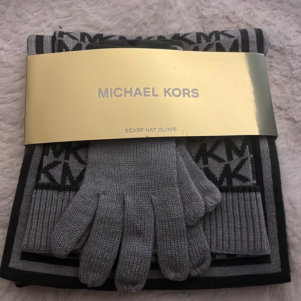 Brand new, never opened Michael kors scarf hat glove set